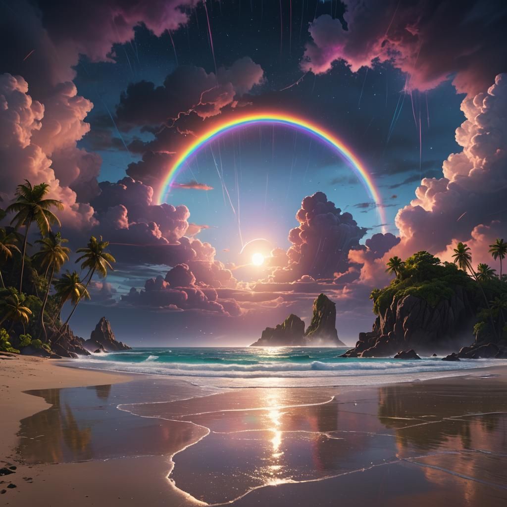 Neon Streaks Light Up Rainbow Beach