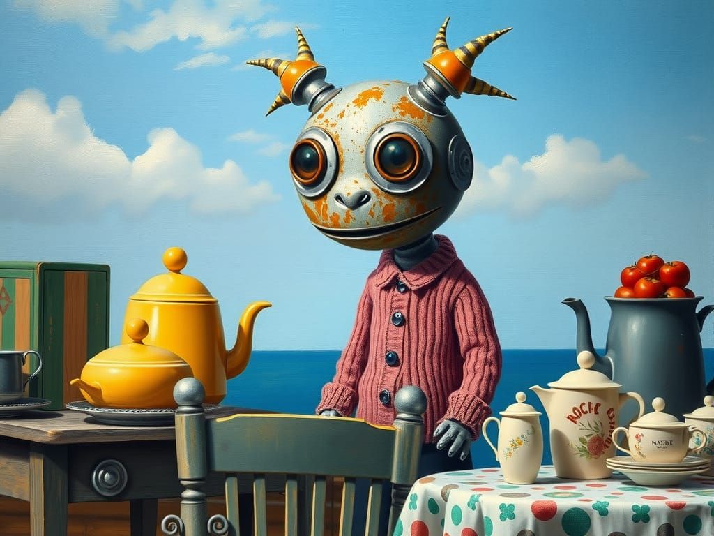 Cute Metal Monster in Wes Anderson Style