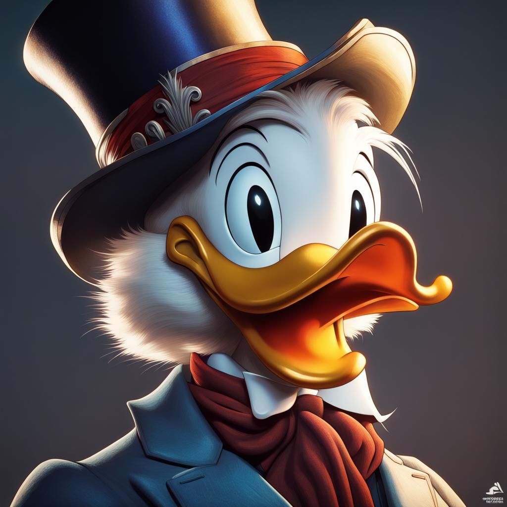 Detailed Portrait of Scrooge McDuck in Art Nouveau Style