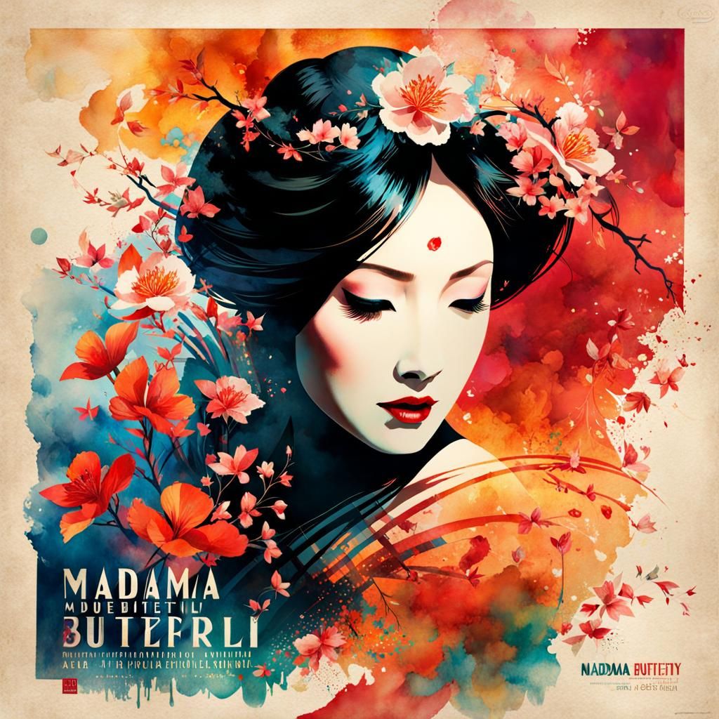 Madama Butterfly Opera Performance: Watercolor Poster Art