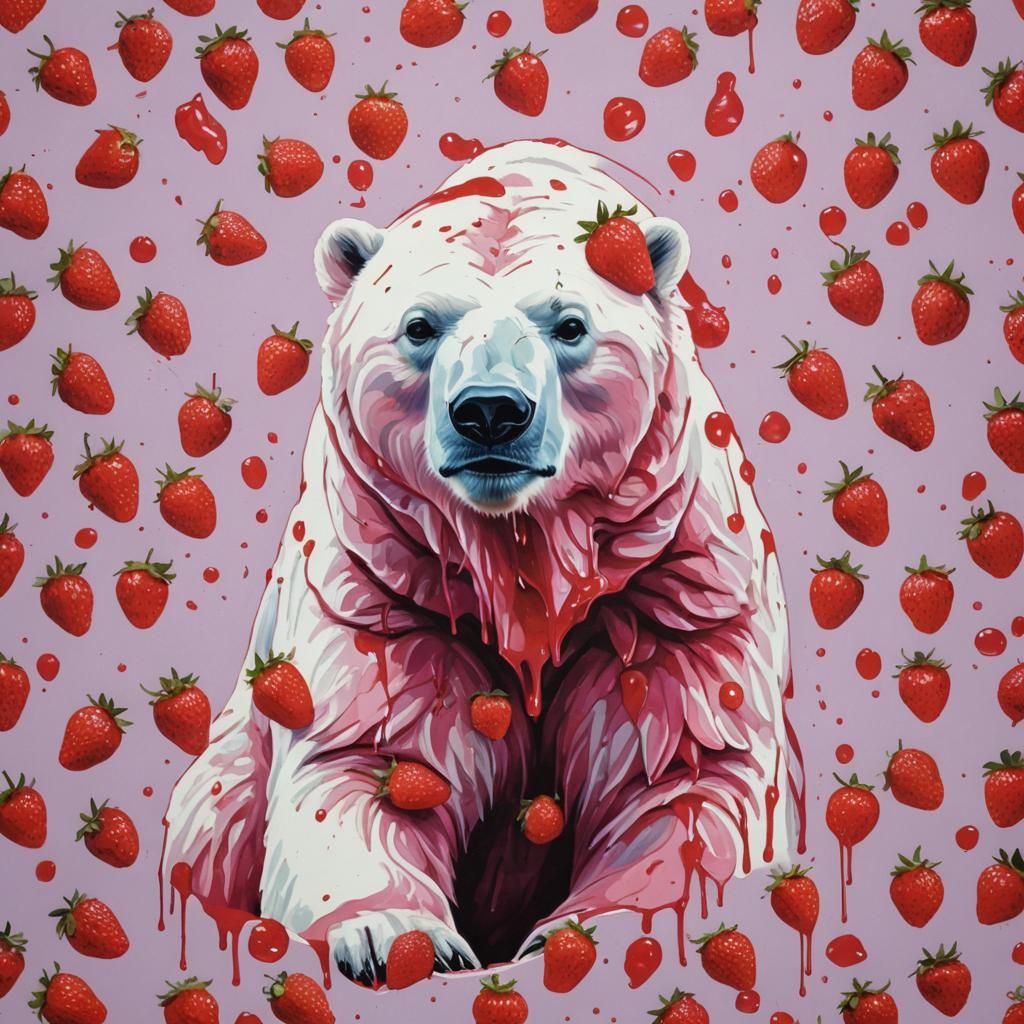Pop Art: Polar Bear Covered in Strawberry Jam