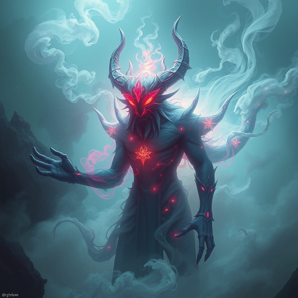 Glowing Entity Zrytrlom in Dreamlike Neon Realm