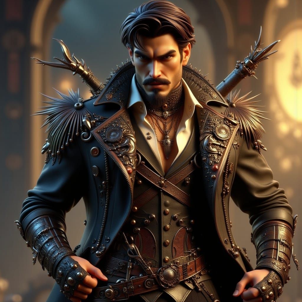 Art Nouveau Punk Portrait of a Handsome Man