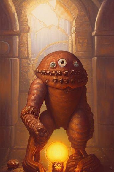 Beholder Golem in Oil Painting Style