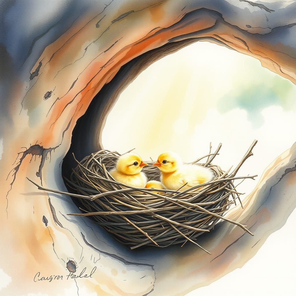 "You're a painter, you paint chicks in a nest in a hole in a...