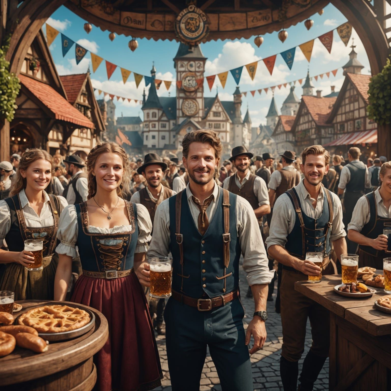 Oktoberfest Celebration in Detailed Matte Painting Style