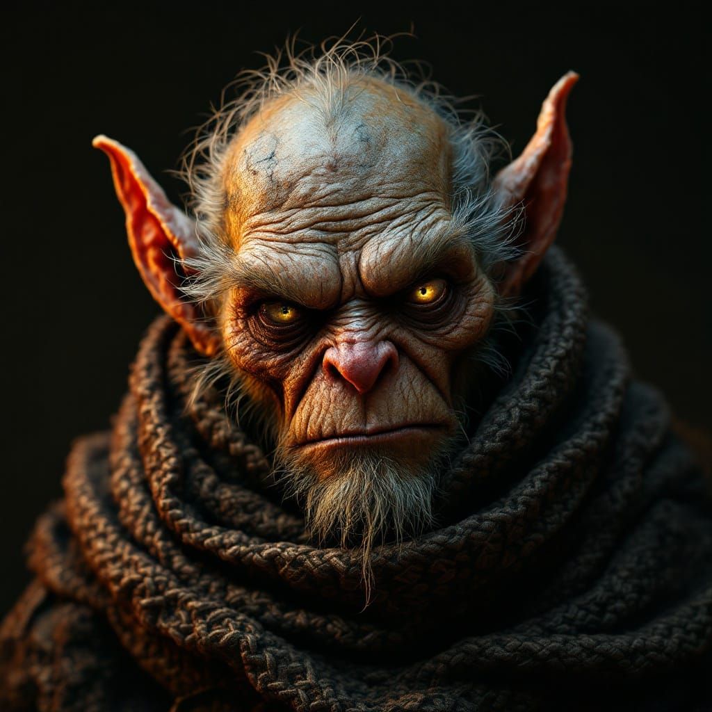 Goblin Thief Portrait in Doré Chiaroscuro Style