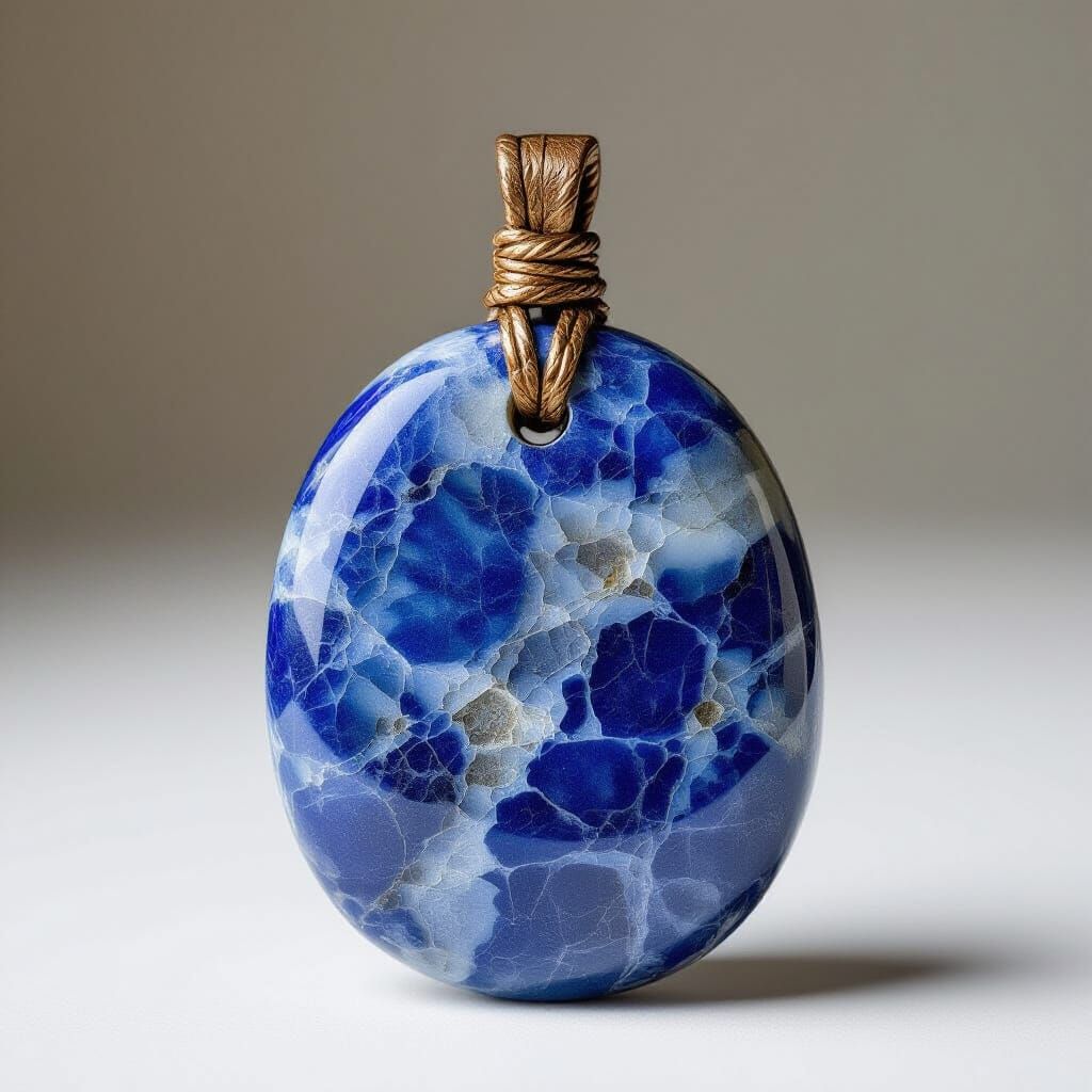 Sodalite Amulet: Museum Specimen Still Life