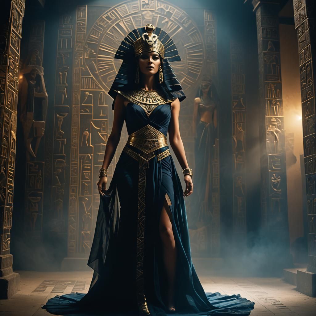 Egyptian Goddess in Dark Cinematic Film Noir