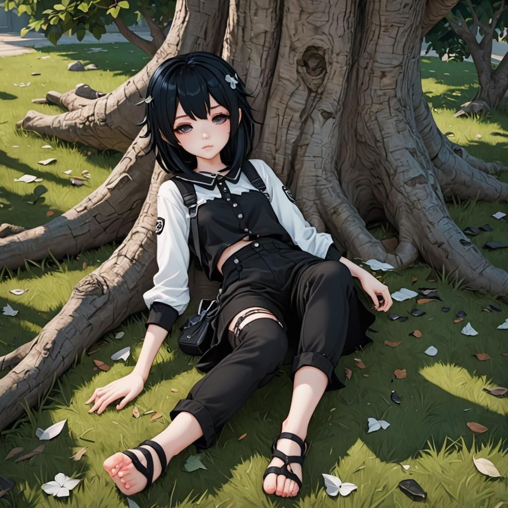 Emo Gacha Girl Resting by Tree
