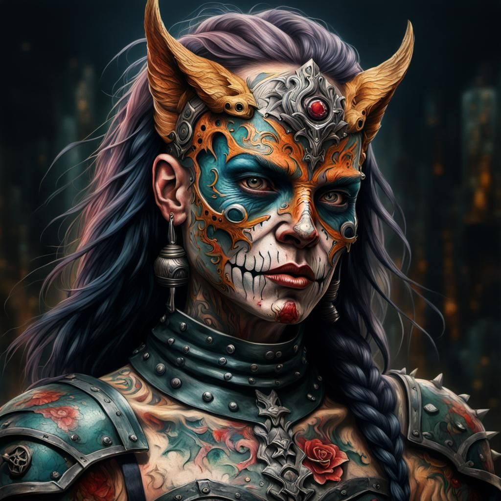 Disturbing Gothic Tattoo Artist: An Impressionist Portrait