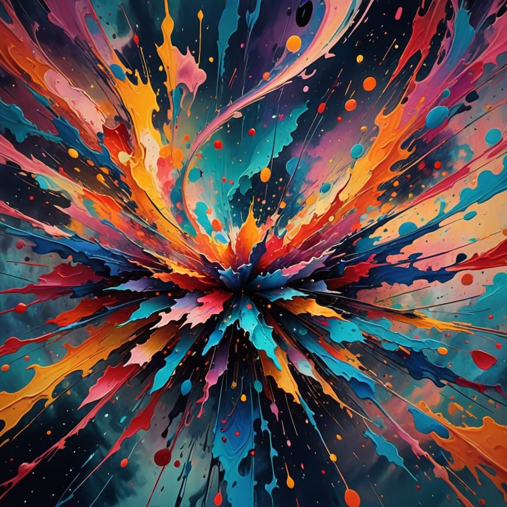 Abstract Expressionism Vortex of Color in Dreamlike Atmosphe...