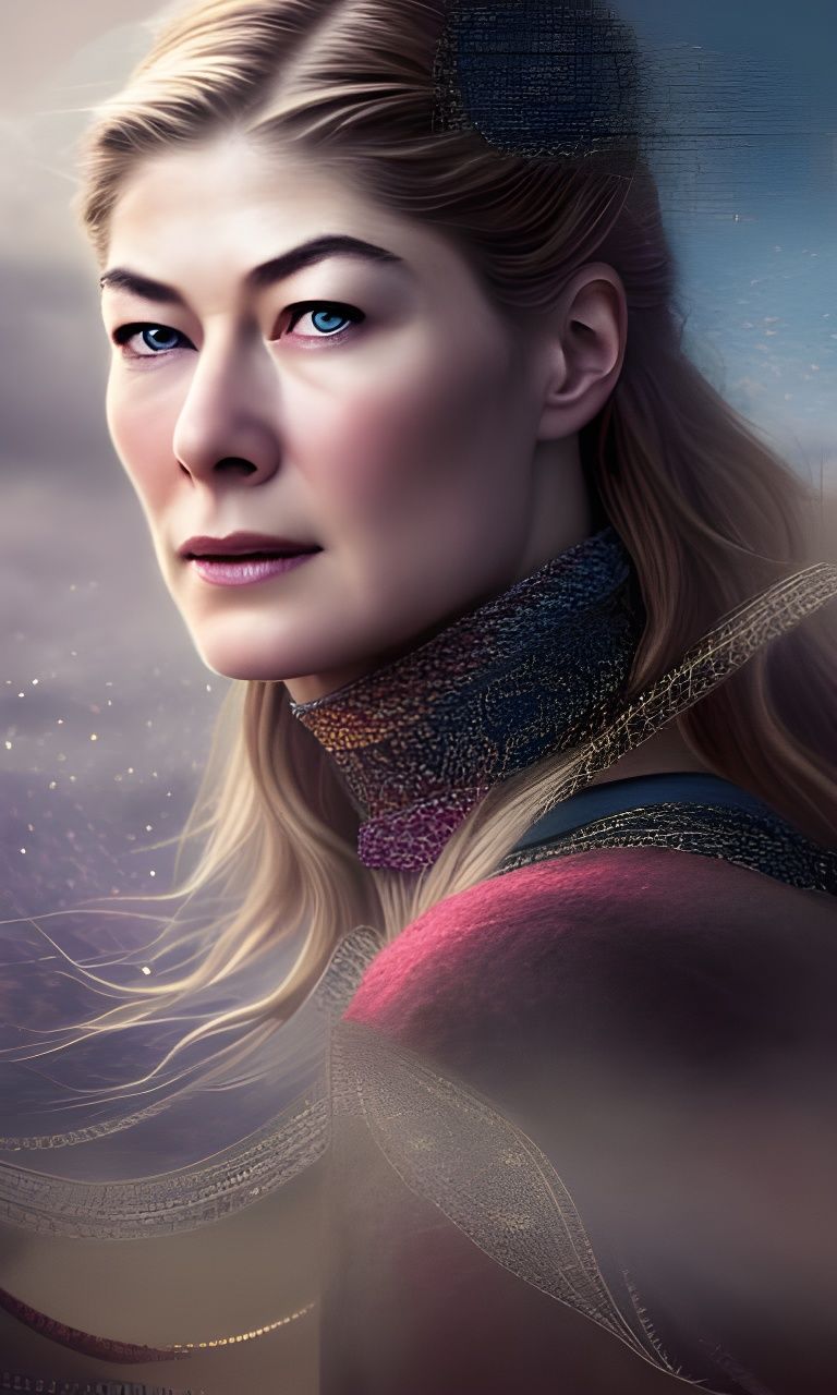 Rosamund Pike Portrait in Fantasy Digital Art