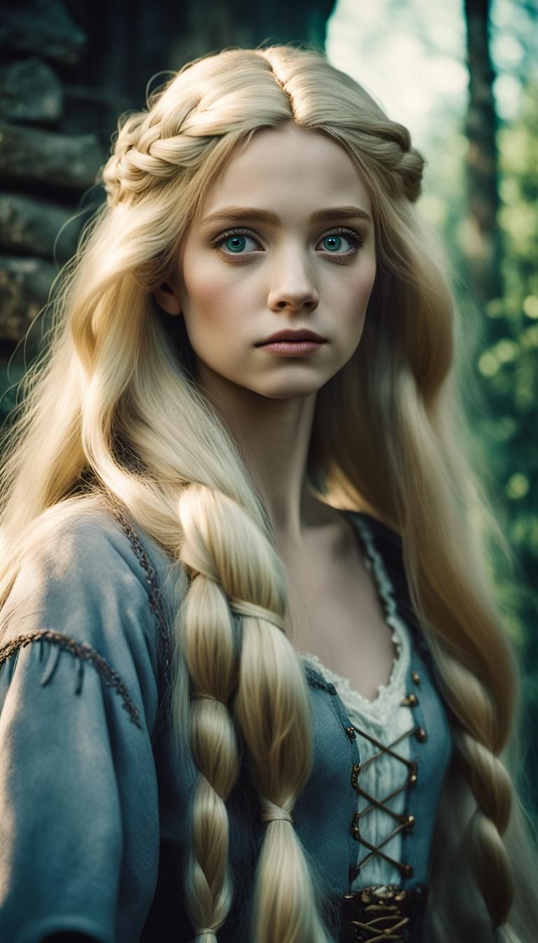 Cinematic Rapunzel with Long Blonde Hair