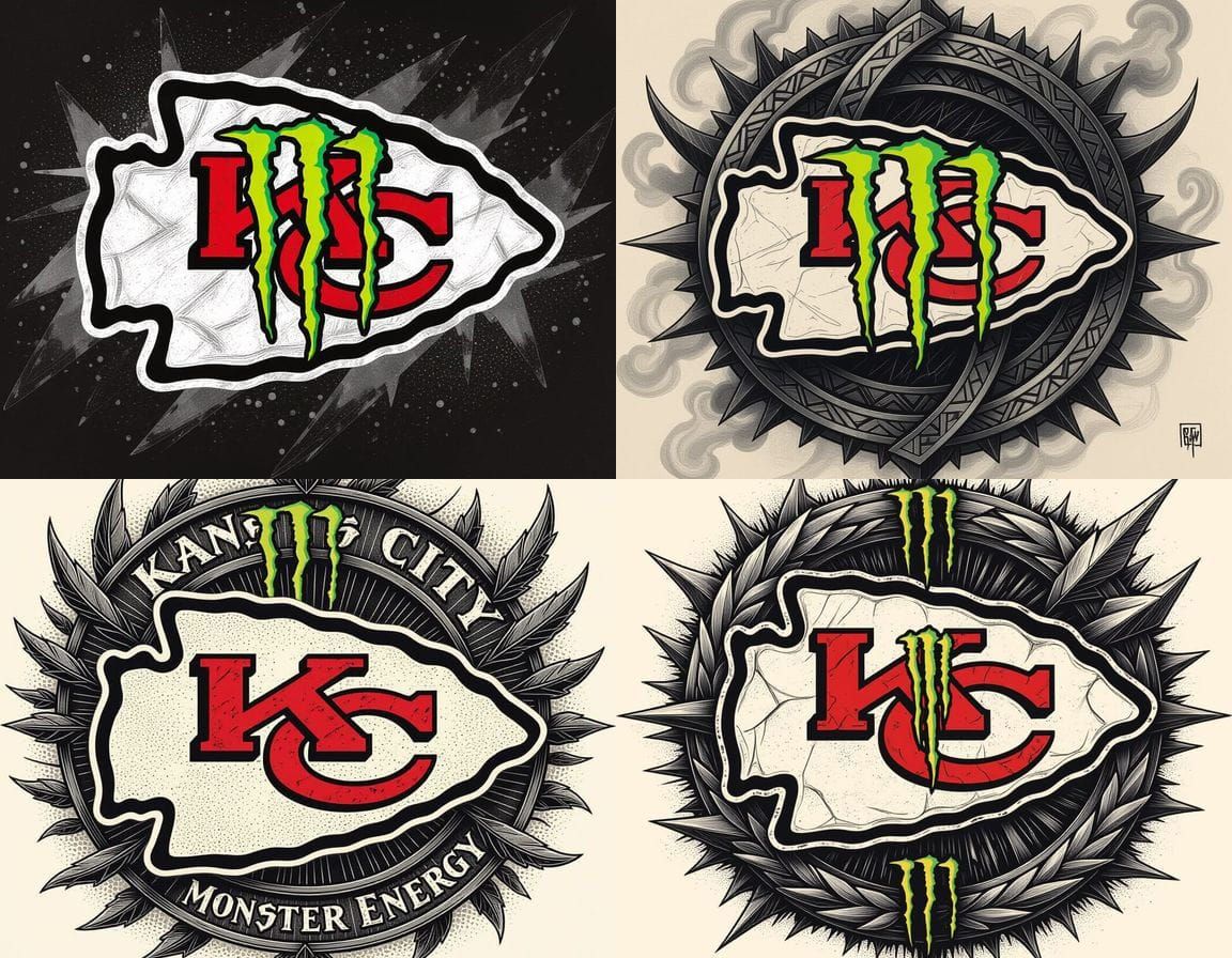 Chiefs and Monster Energy Logo in Charcoal