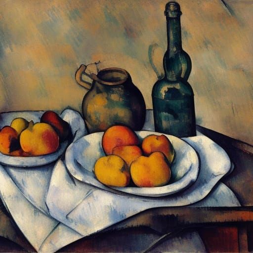 Geometric Still Life in Post-Impressionist Style