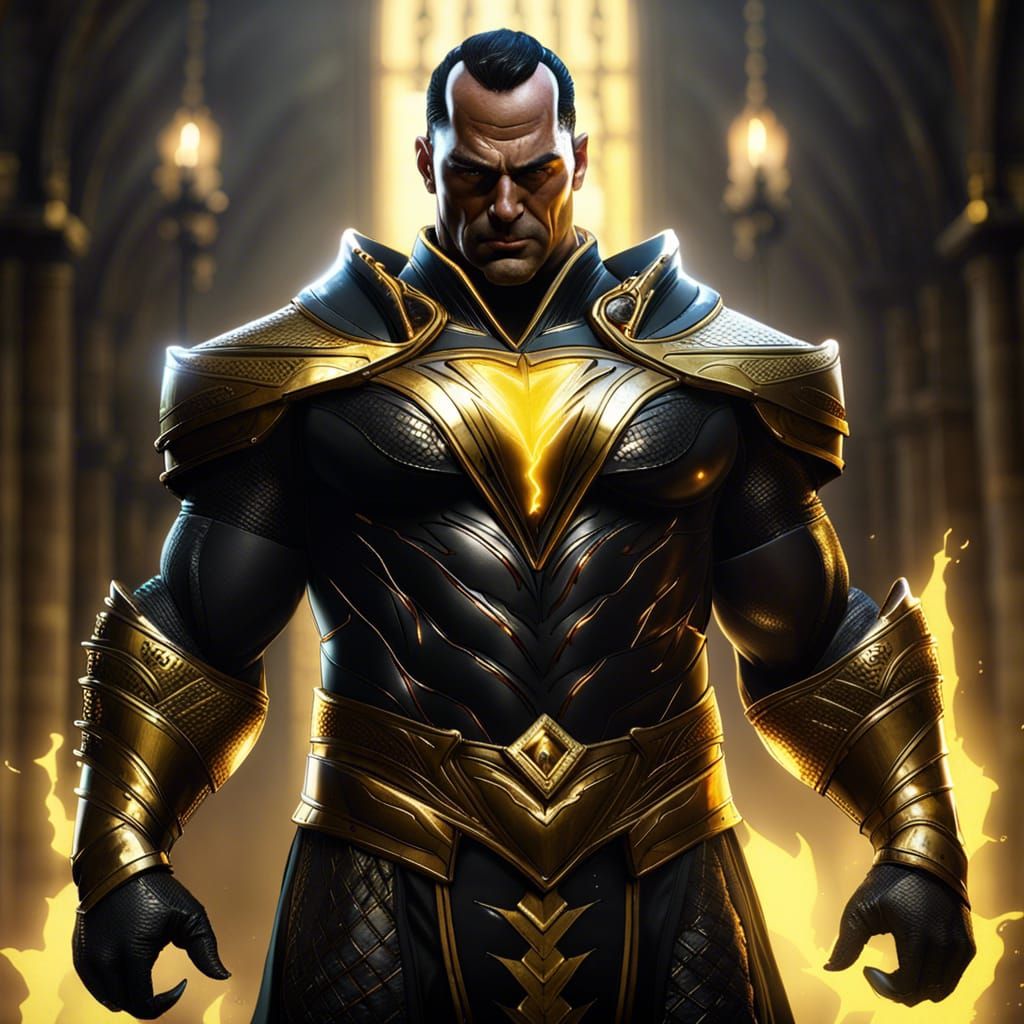 Black Adam in Medieval Armor: Dark Fantasy Art