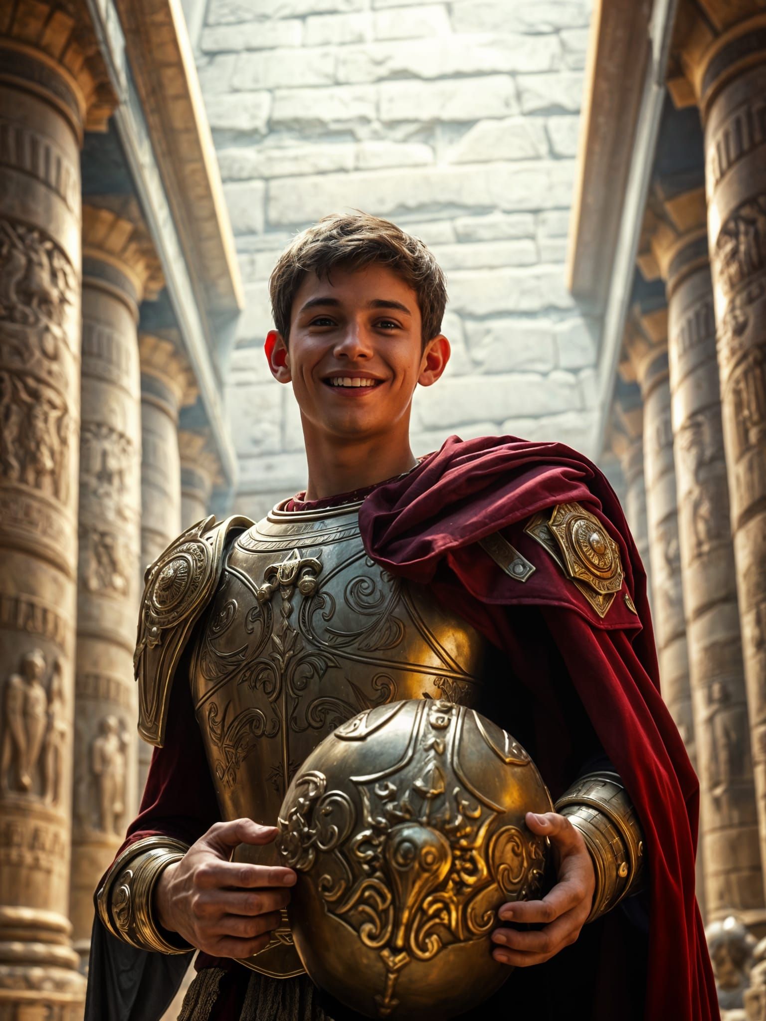 Fantasy Portrait of Armored Man in Pyramid