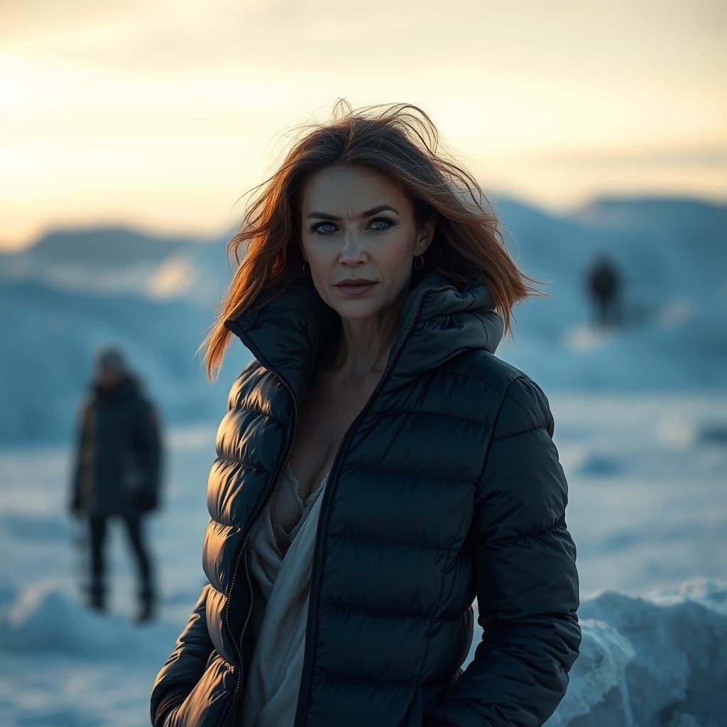 Luxurious Woman in Snowy Igloo Landscape