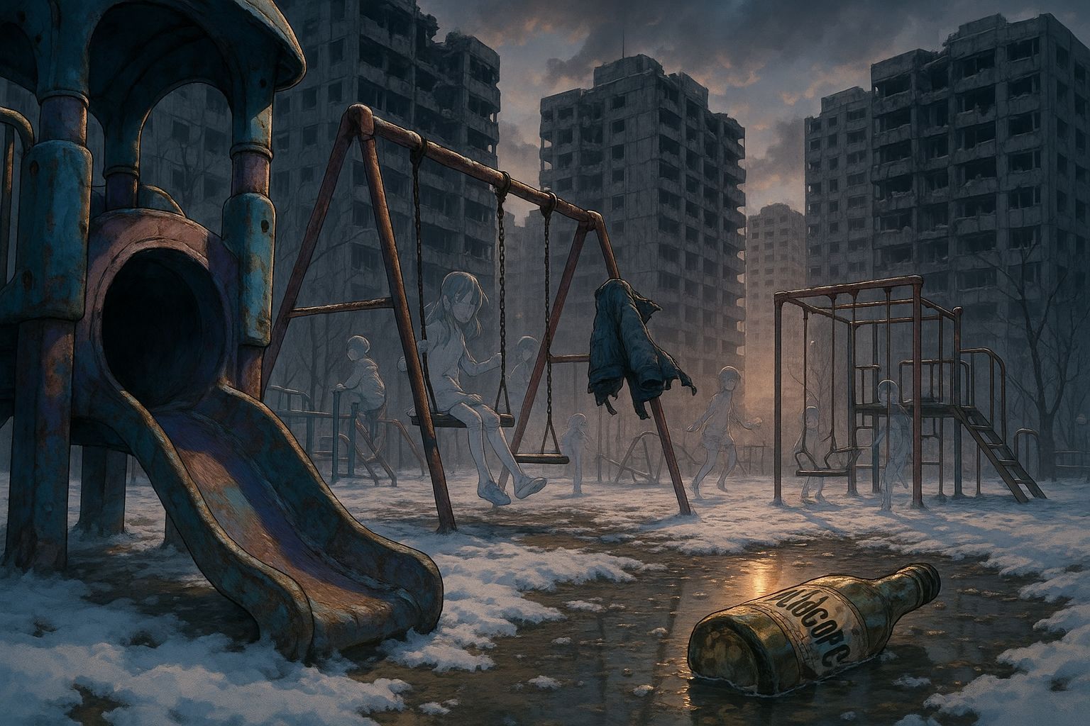 Eerie Anime Playground in Nuclear Winter