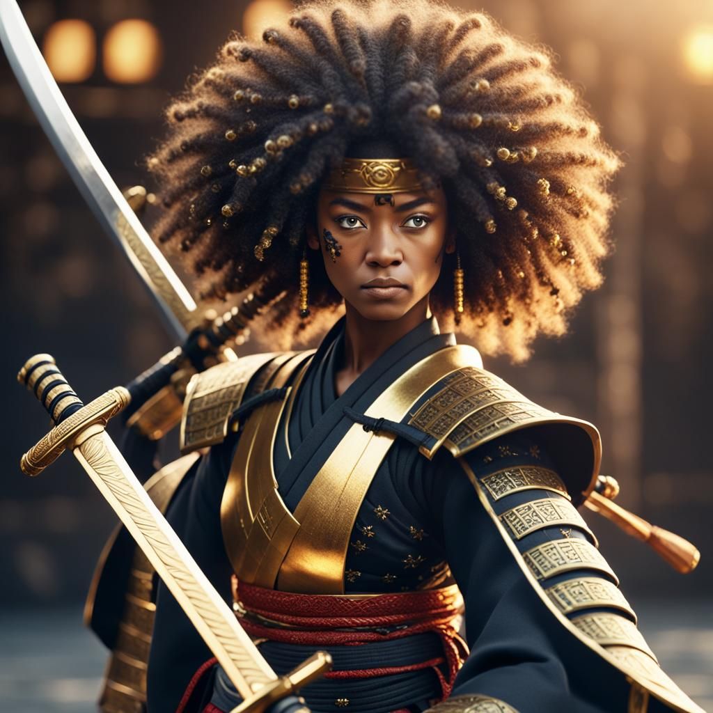 Beautiful Black Samurai Warrior Ready for Battle