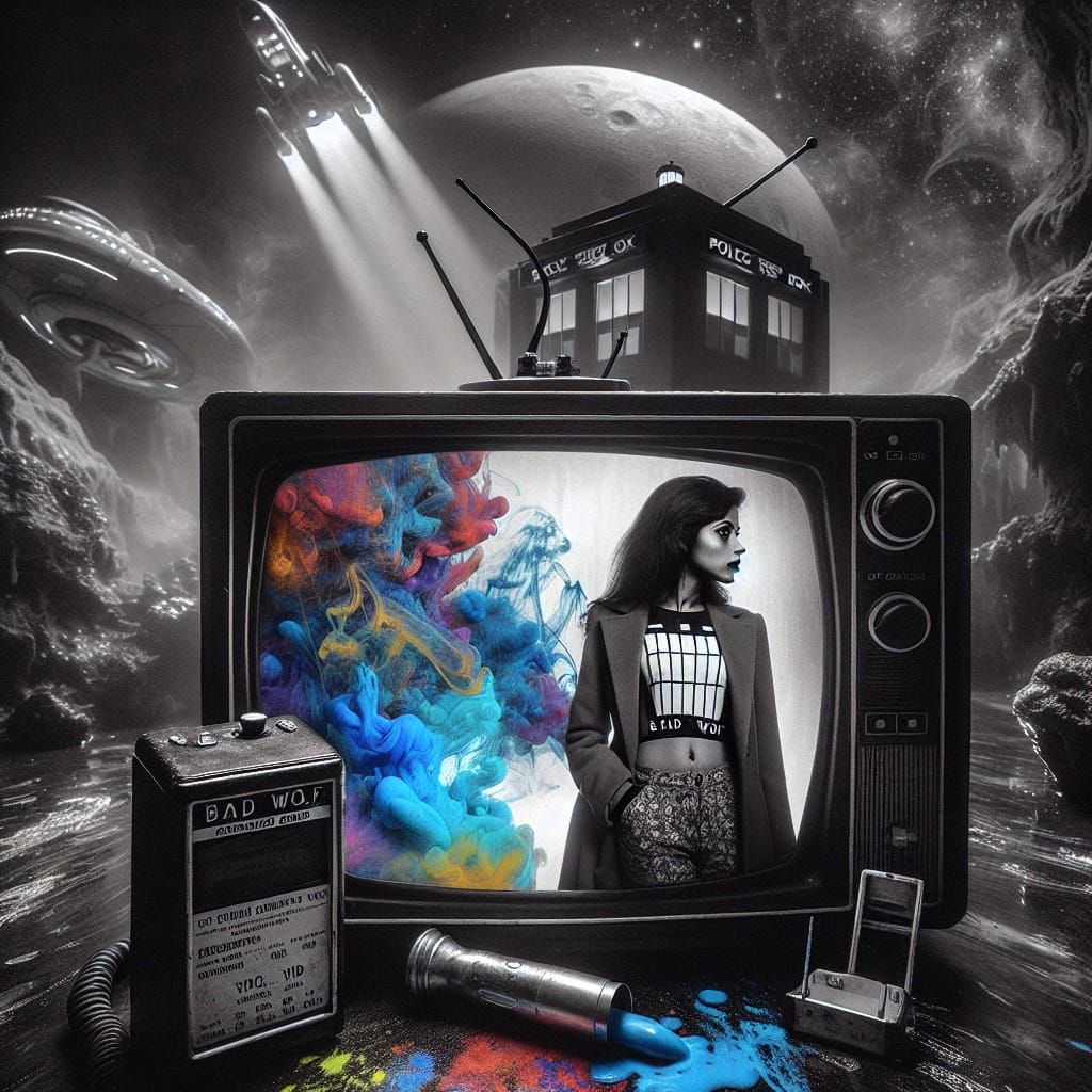 Ghost Hunter Amidst Static Noise in Futuristic Spacecraft