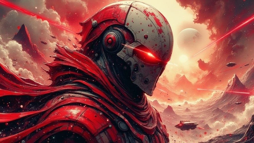 Surreal Cyberpunk Sith Lord in Double Exposure Art