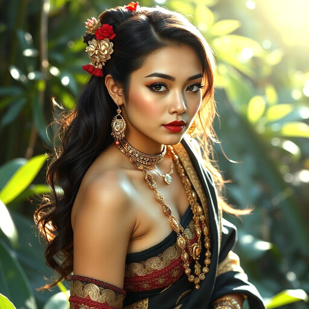 Yae Miko in Balinese Dress, Digital Portrait