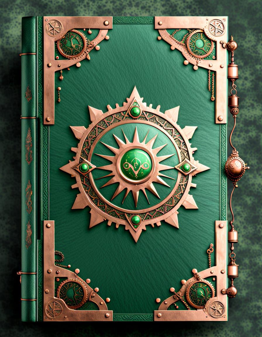 Elegant Green Book Cover with Arabian Emblem