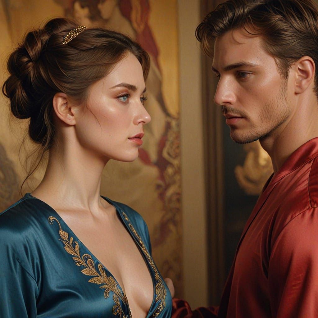 Intimate Gaze: A Cinematic Oil Painting in 8K