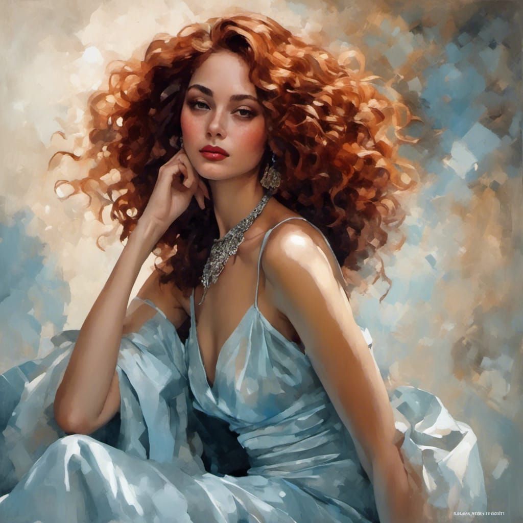 Young Women with Red Brown wavy Hair