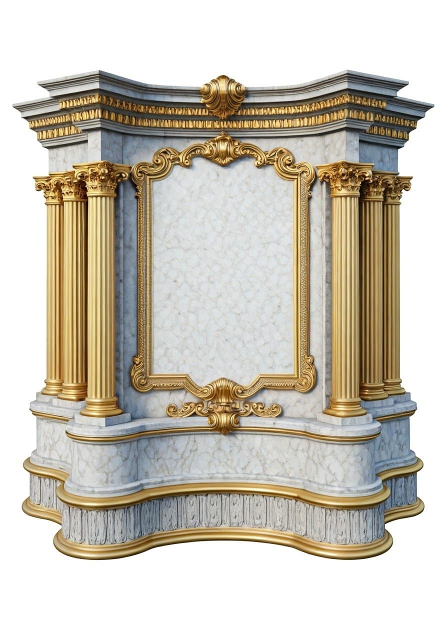 Luxurious Baroque Marble Plaque on Ornate Podium
