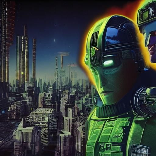 1990s Sci-Fi Scene in Vaporwave Style