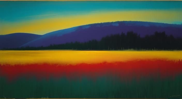 Impressionist Meadow Landscape with Vibrant Colors