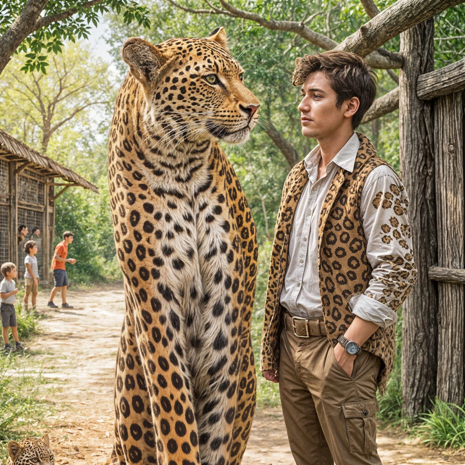 Leopard Shares Spots with Young Human Keeper at the Zoo