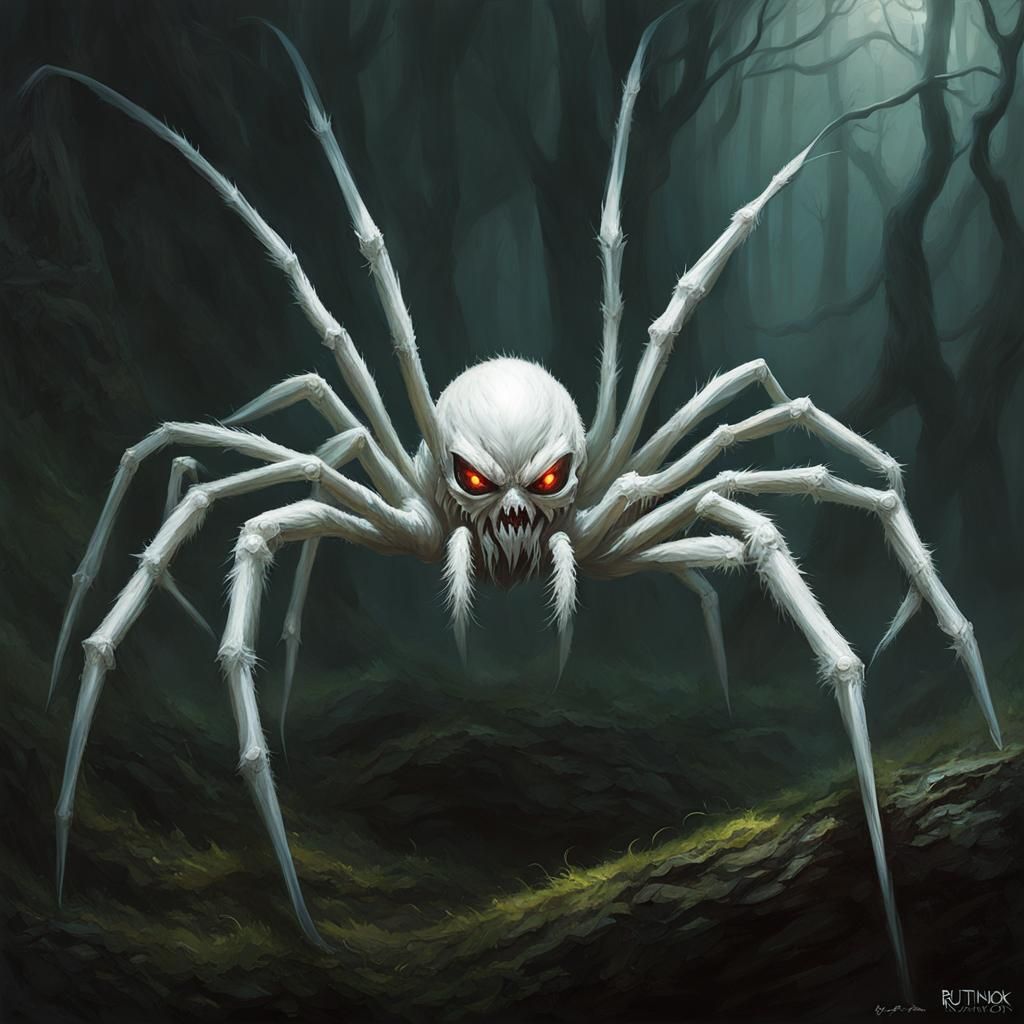 Sinister White Spider Monster by Rutkowski