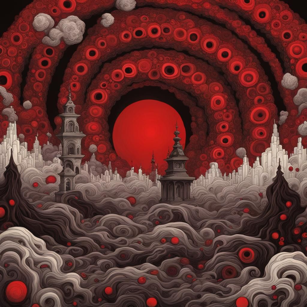 Abstract Swirling Tentacles in Psychedelic Horror Design