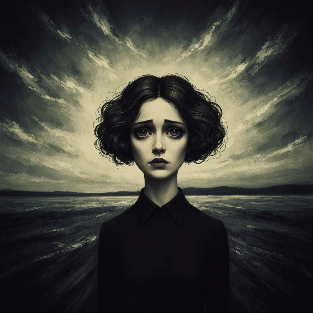 Melancholic Woman Portrait in Romanticism Style