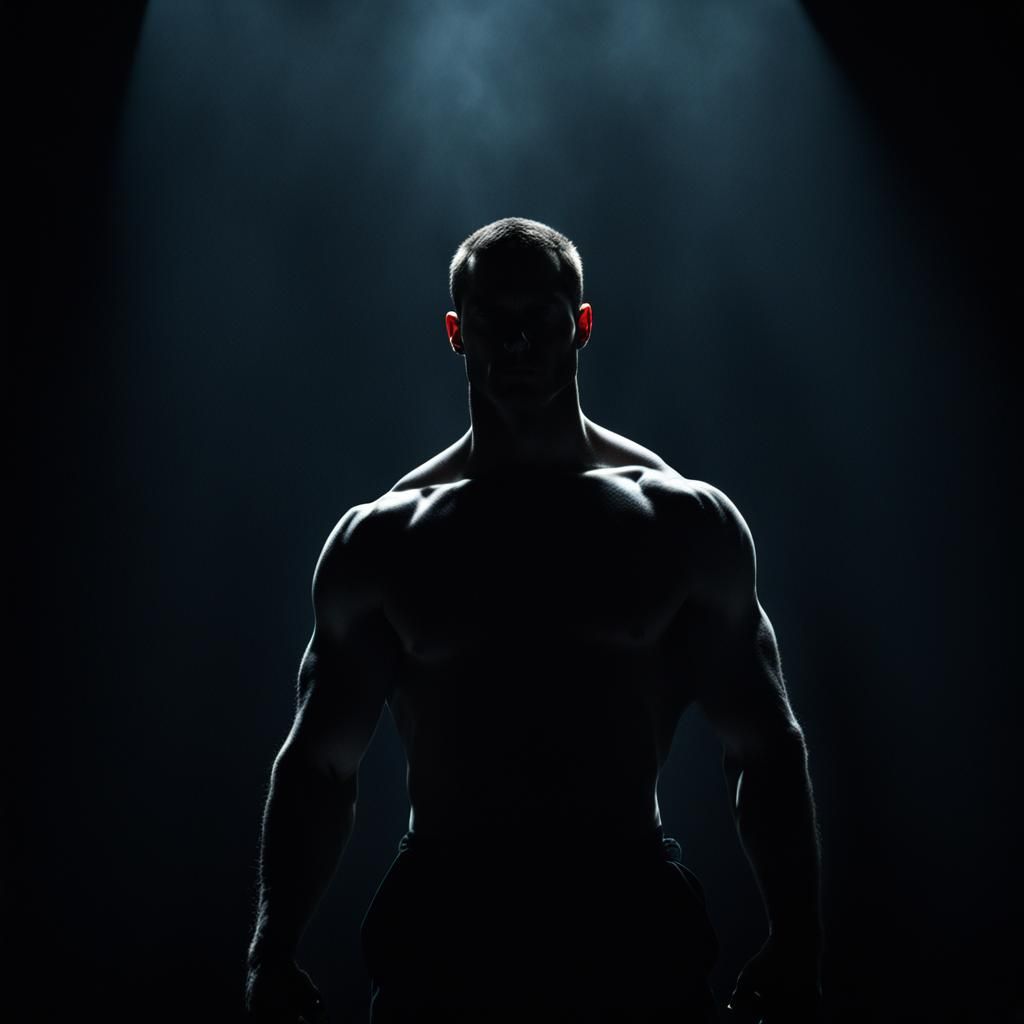 Dramatic Silhouette of a Muscled Man