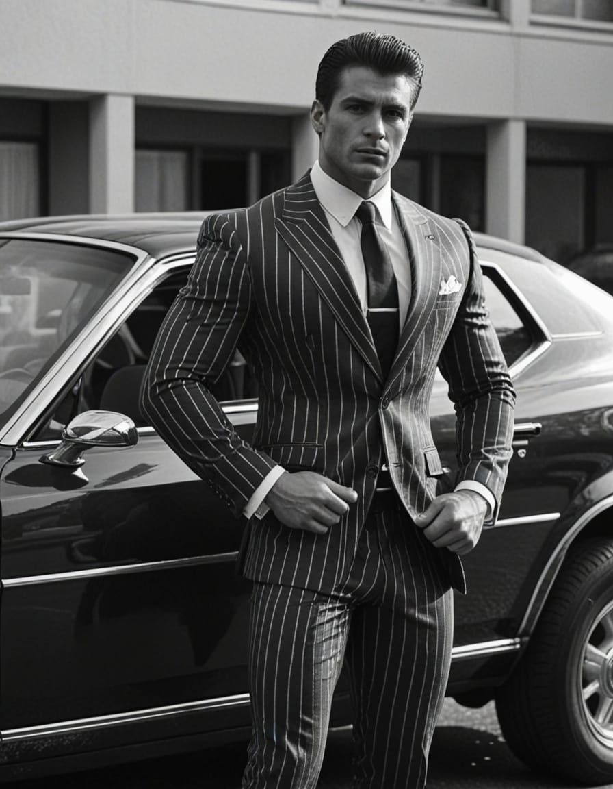 Elegant Striped Figure in Retro Black and White