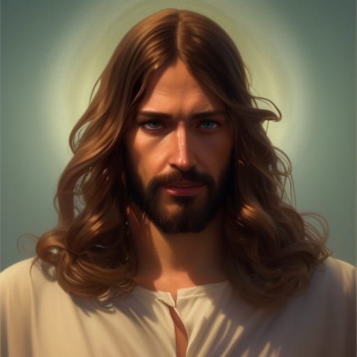 Detailed Portrait of Jesus in Digital Art Style