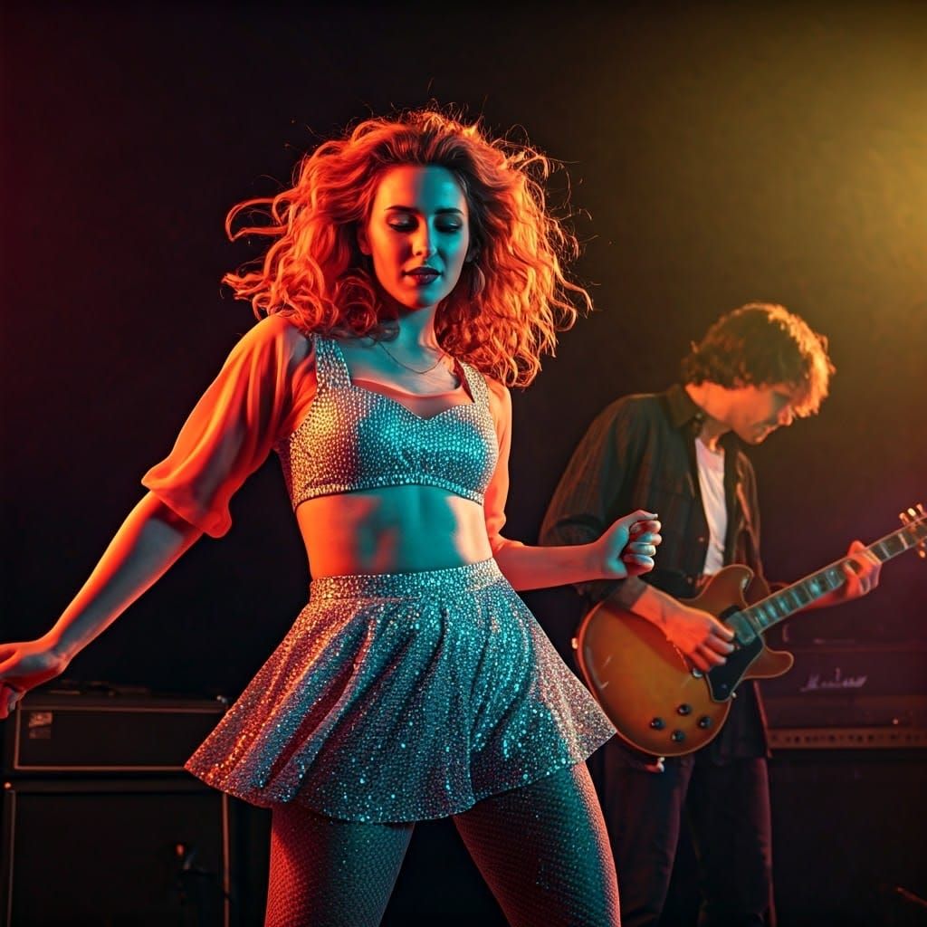 Dynamic Woman Lost in Rhythm