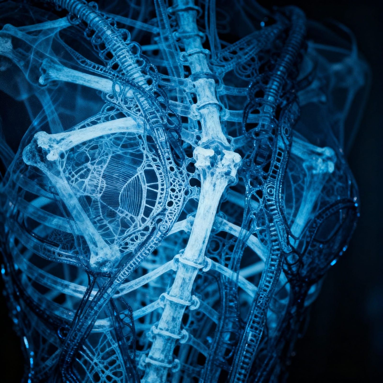 Electric Blue Tangled Bones Photogravure