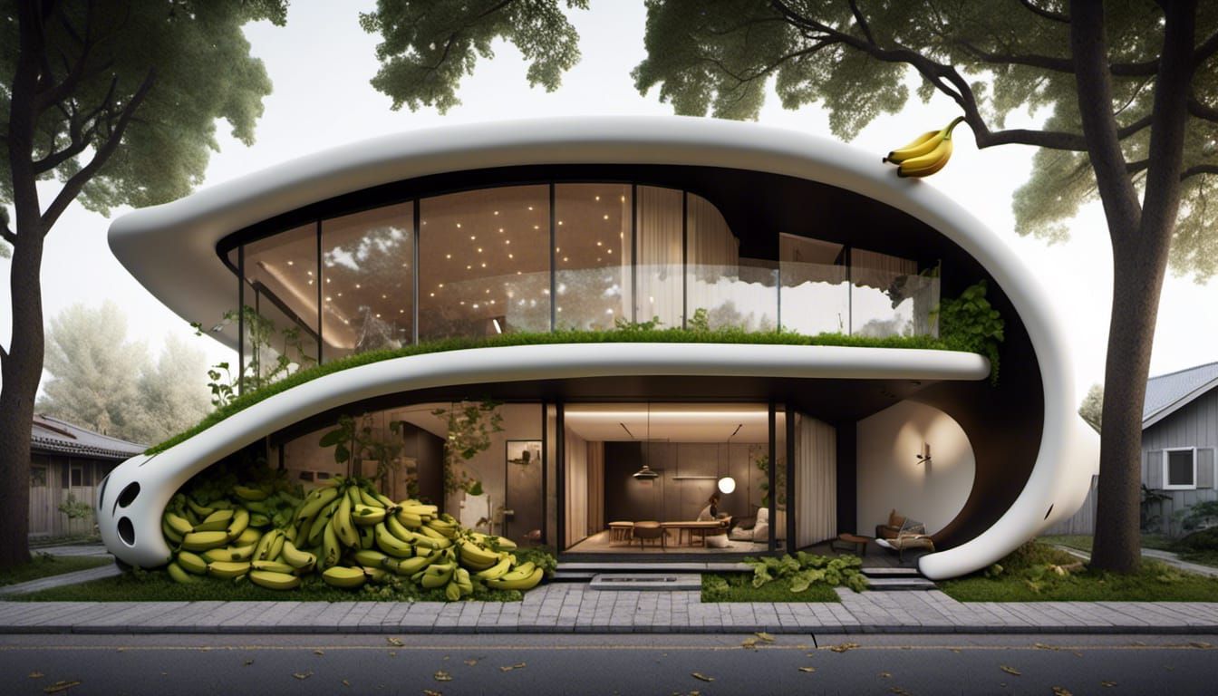 <lora:V-ray:1.0> banana house