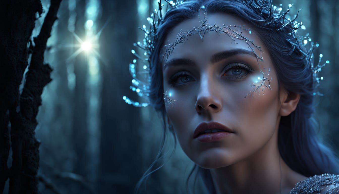 Mystical Forest Lady with Ethereal Aura in Digital Art
