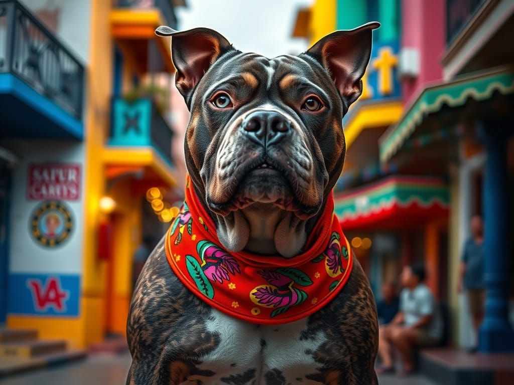 American Terrier in Sombrero on Tijuana Street