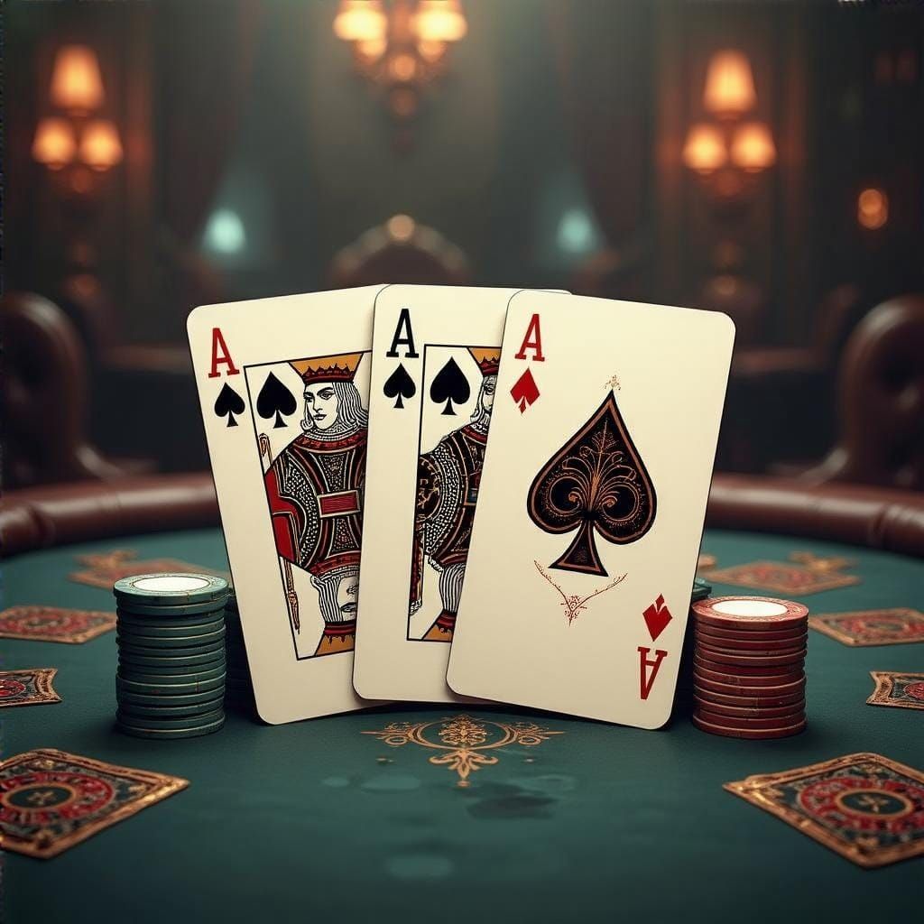 Futuristic Poker Table with Four Matching Cards