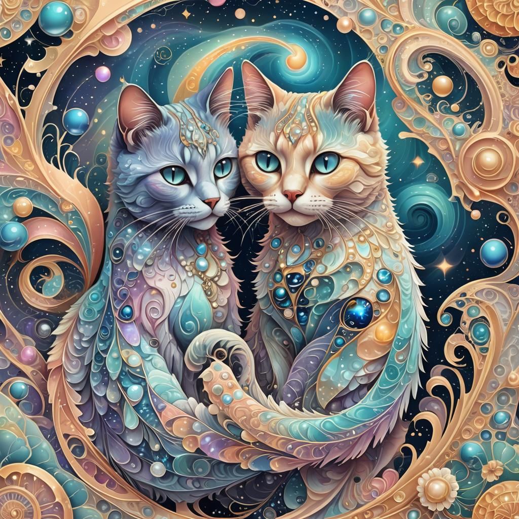 Cat Cakes in Abstract Vector Fractal Style