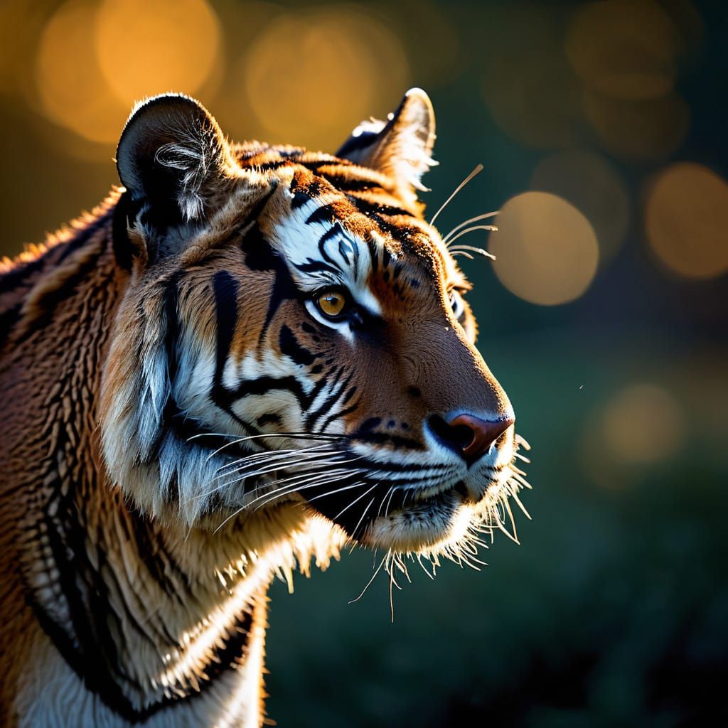 Moonlit Tasmanian Tiger in Mysterious Forest