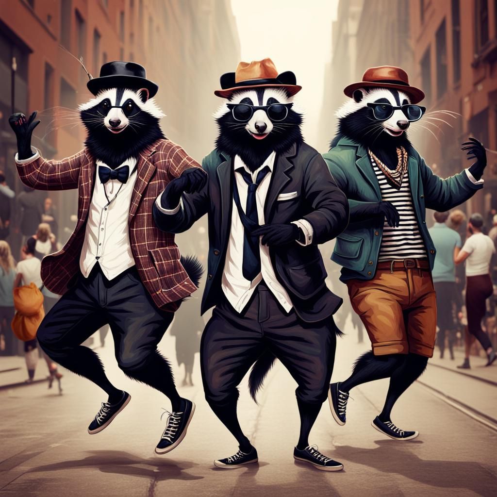 Dancing Anthropomorphic Skunks in Hipster Fashion